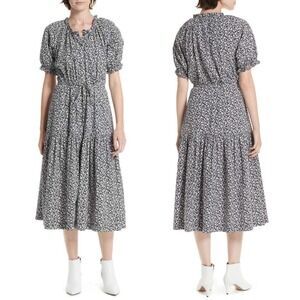 Rebecca Taylor Dress Womens Small Midi Floral Puff Sleeve La Vie Cottagecore